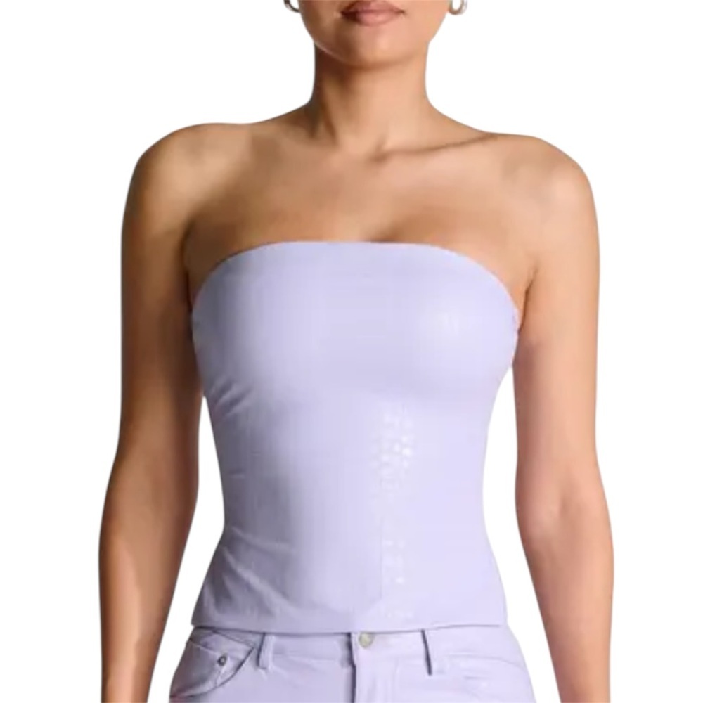 NWOT Naked Wardrobe Lavender Purple Crocodile Embossed Faux Leather Tube Top